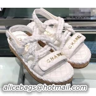 Unique Grade Chanel Cord Sandals G34602 White ​2019