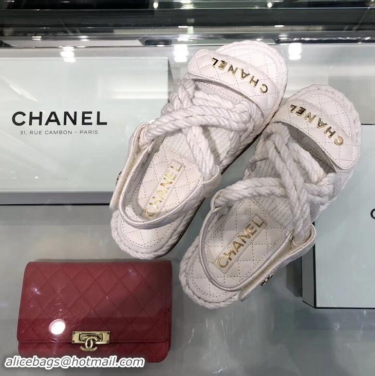 Unique Grade Chanel Cord Sandals G34602 White ​2019