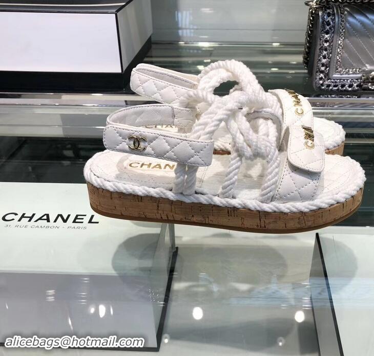 Unique Grade Chanel Cord Sandals G34602 White ​2019