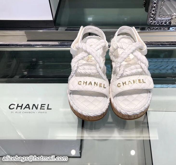 Unique Grade Chanel Cord Sandals G34602 White ​2019