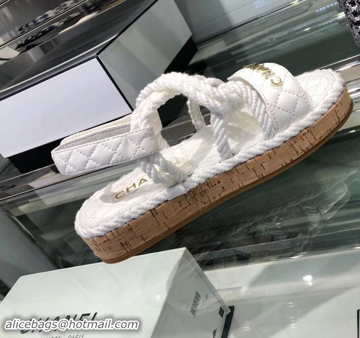 Unique Grade Chanel Cord Sandals G34602 White ​2019