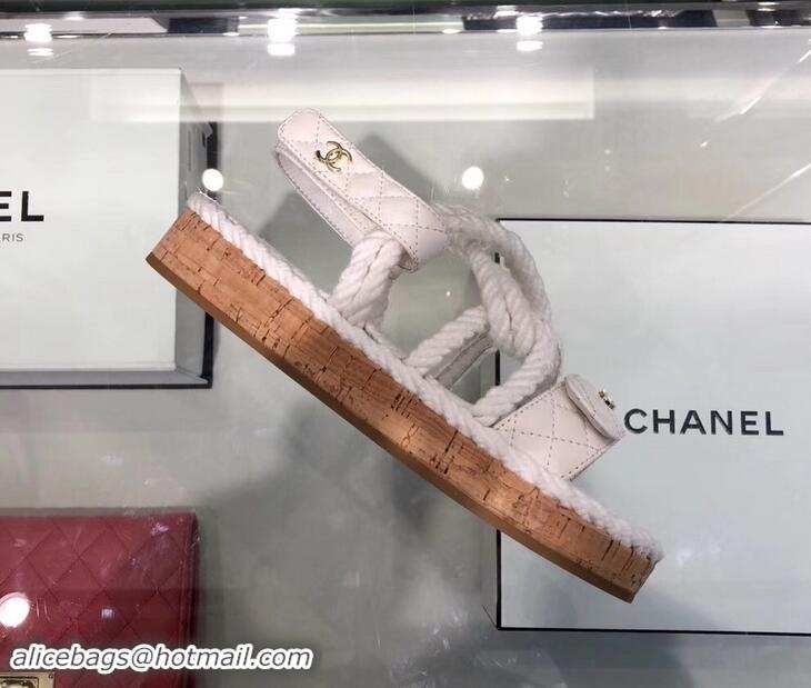 Unique Grade Chanel Cord Sandals G34602 White ​2019