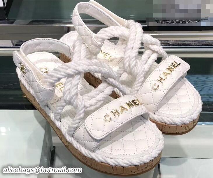 Unique Grade Chanel Cord Sandals G34602 White ​2019