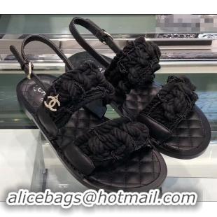 Low Cost Chanel Cord Sandals G34155 Black 2019