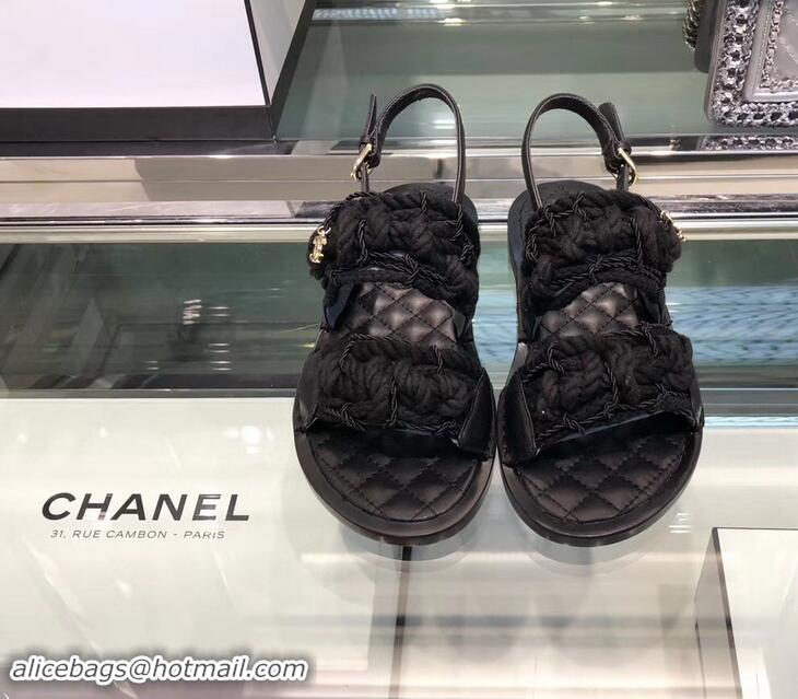 Low Cost Chanel Cord Sandals G34155 Black 2019