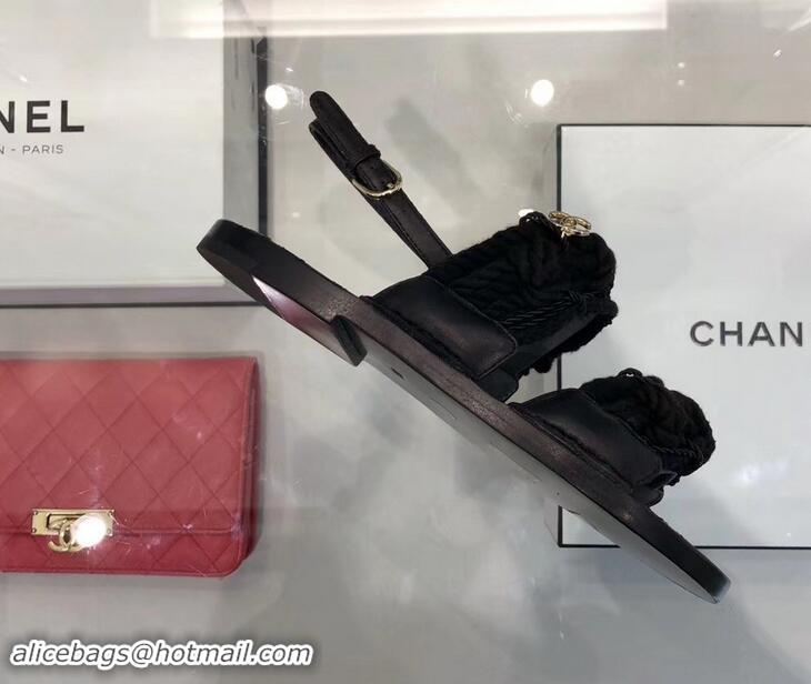 Low Cost Chanel Cord Sandals G34155 Black 2019