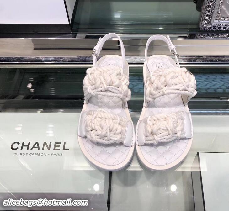 Hot Sell Chanel Cord Sandals G34155 White ​2019