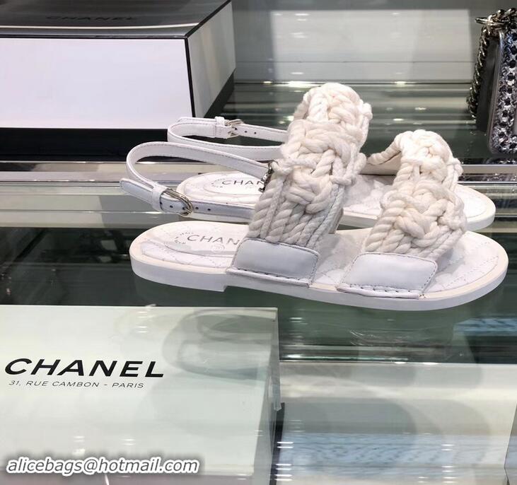 Hot Sell Chanel Cord Sandals G34155 White ​2019