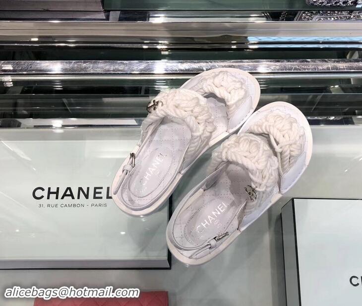 Hot Sell Chanel Cord Sandals G34155 White ​2019