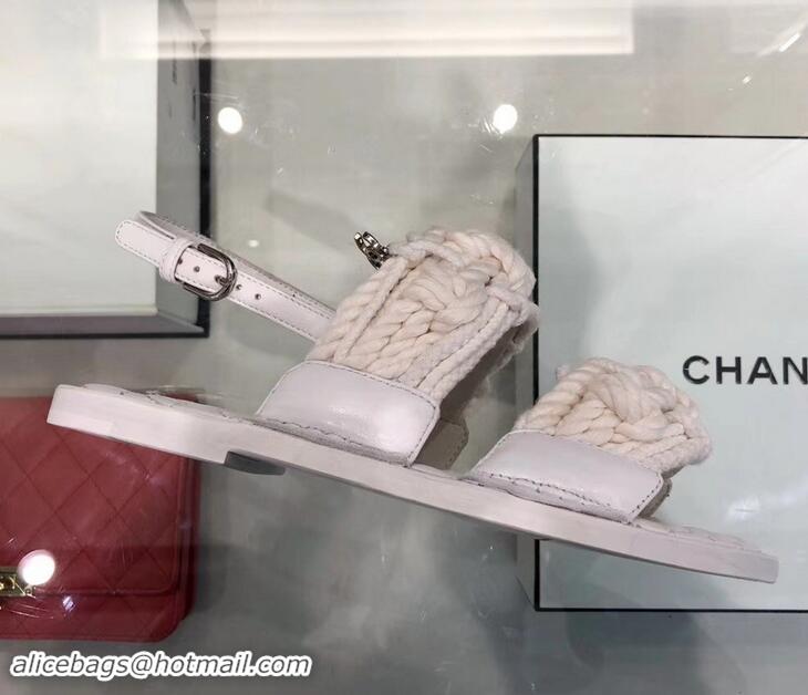 Hot Sell Chanel Cord Sandals G34155 White ​2019