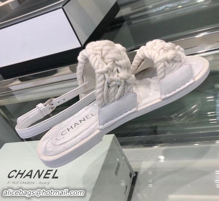 Hot Sell Chanel Cord Sandals G34155 White ​2019