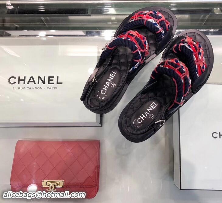 Best Luxury Chanel Cord Sandals G34155 Multicolor 2019