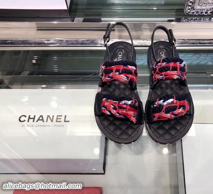 Best Luxury Chanel Cord Sandals G34155 Multicolor 2019