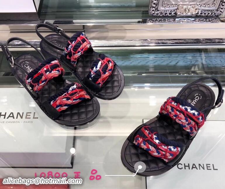 Best Luxury Chanel Cord Sandals G34155 Multicolor 2019