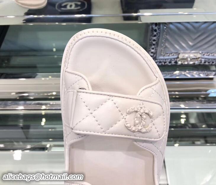 Good Product Chanel Logo Magic Loop Sandals G34445 Quilting White