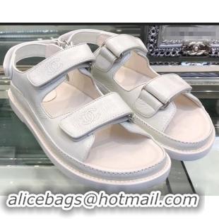 Sale Chanel Logo Magic Loop Sandals G34445 White