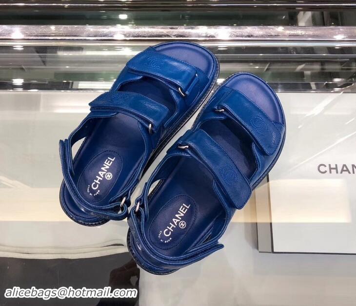 Promotional Chanel Logo Magic Loop Sandals G34445 Blue