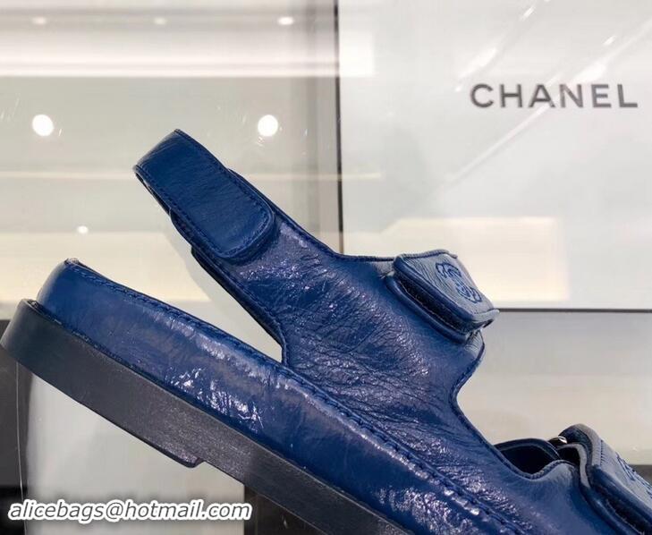 Promotional Chanel Logo Magic Loop Sandals G34445 Blue