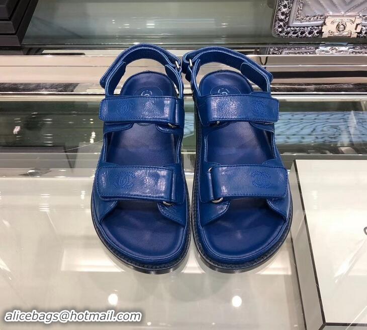 Promotional Chanel Logo Magic Loop Sandals G34445 Blue