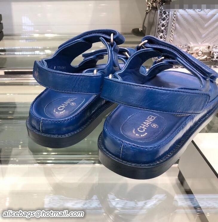 Promotional Chanel Logo Magic Loop Sandals G34445 Blue