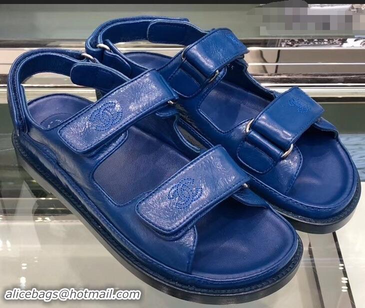 Promotional Chanel Logo Magic Loop Sandals G34445 Blue