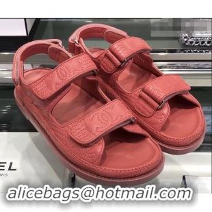 Cheapest Chanel Stitching Logo Magic Loop Sandals G41719 Red