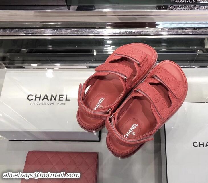 Cheapest Chanel Stitching Logo Magic Loop Sandals G41719 Red