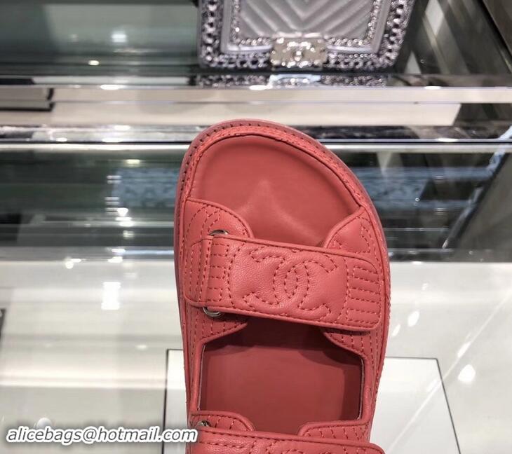 Cheapest Chanel Stitching Logo Magic Loop Sandals G41719 Red