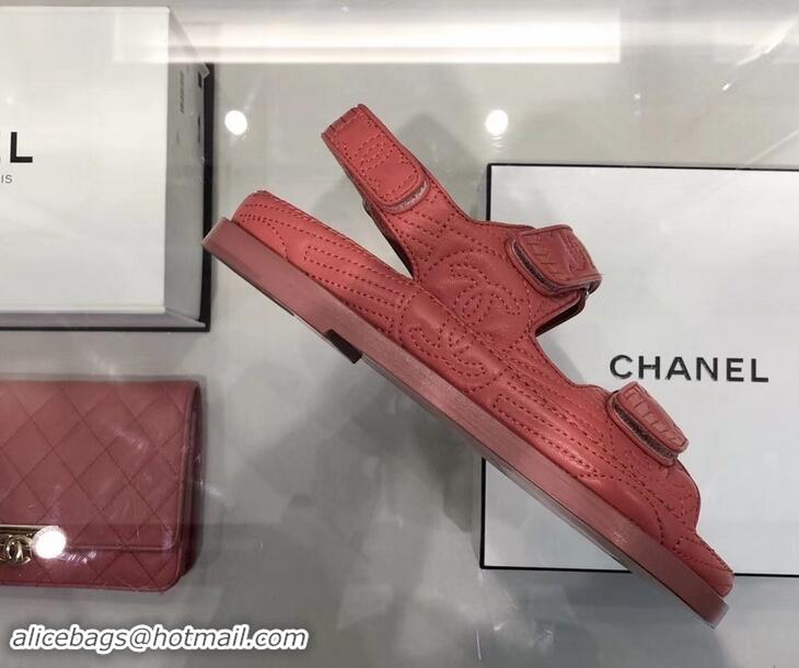 Cheapest Chanel Stitching Logo Magic Loop Sandals G41719 Red