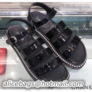 Low Cost Chanel Pearls Around Sandals G32359 Black 2019