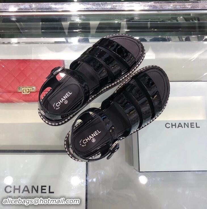 Low Cost Chanel Pearls Around Sandals G32359 Black 2019