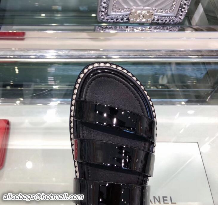 Low Cost Chanel Pearls Around Sandals G32359 Black 2019