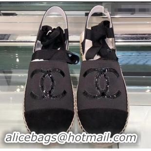 Fashion Wholesale Chanel Lace-ups Espadrilles G41730 Black 2019