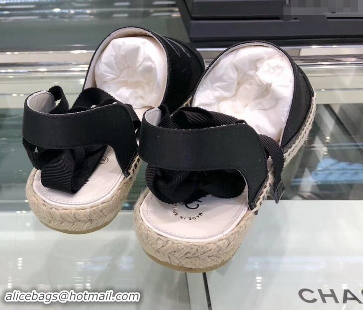 Fashion Wholesale Chanel Lace-ups Espadrilles G41730 Black 2019