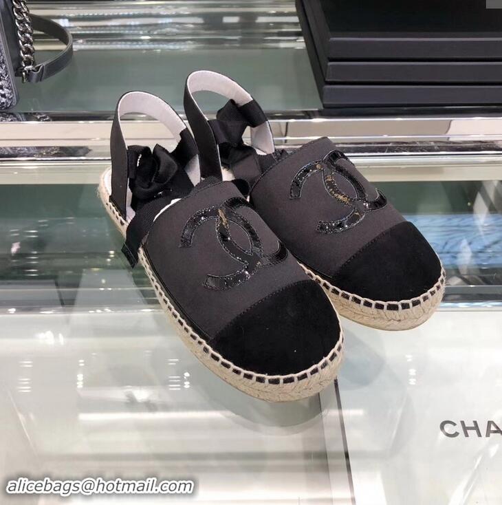 Fashion Wholesale Chanel Lace-ups Espadrilles G41730 Black 2019