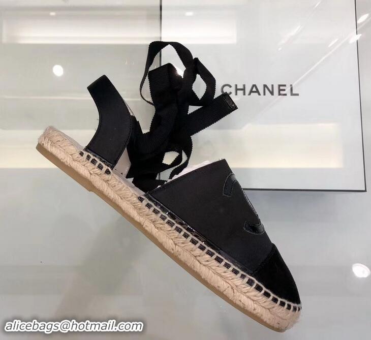 Fashion Wholesale Chanel Lace-ups Espadrilles G41730 Black 2019