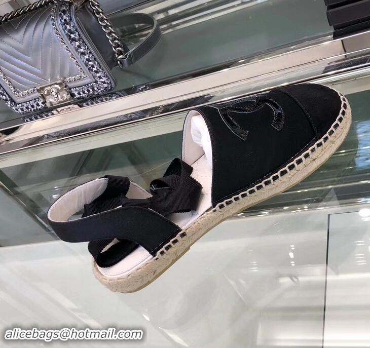 Fashion Wholesale Chanel Lace-ups Espadrilles G41730 Black 2019