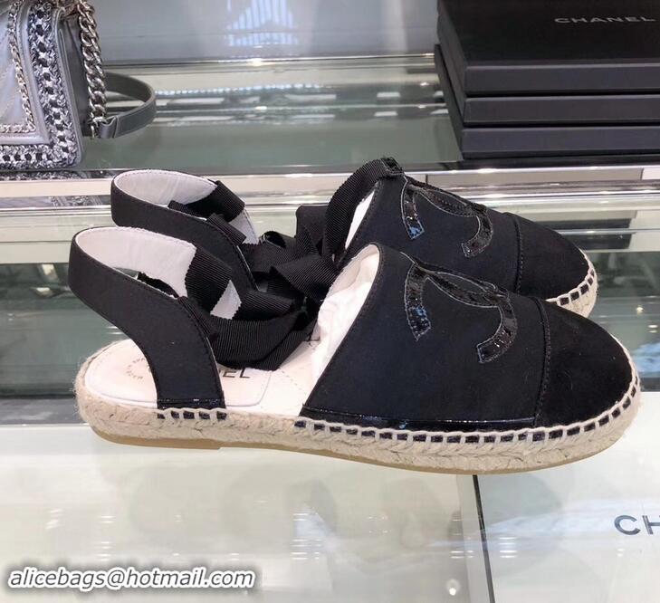 Fashion Wholesale Chanel Lace-ups Espadrilles G41730 Black 2019