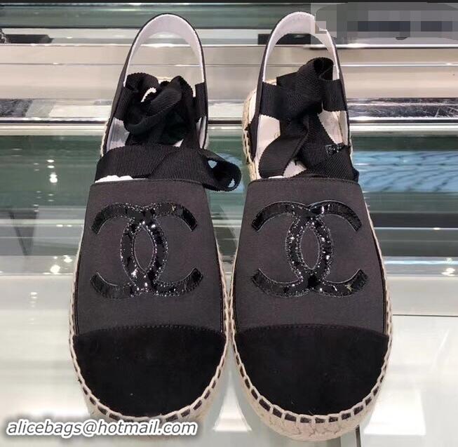 Fashion Wholesale Chanel Lace-ups Espadrilles G41730 Black 2019