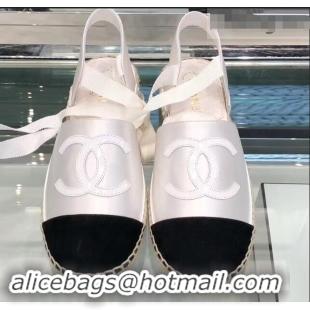 Imitation Chanel Lace-ups Espadrilles G41731 White/Black 2019