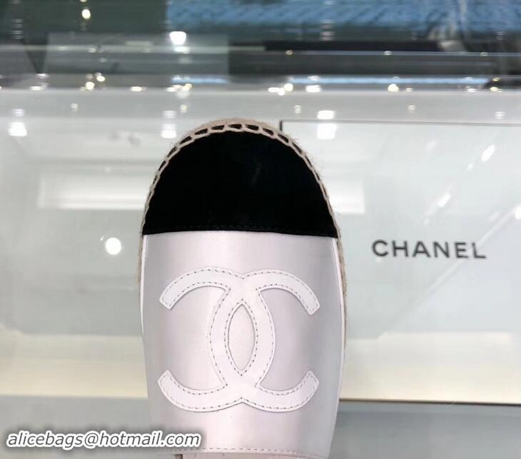 Imitation Chanel Lace-ups Espadrilles G41731 White/Black 2019