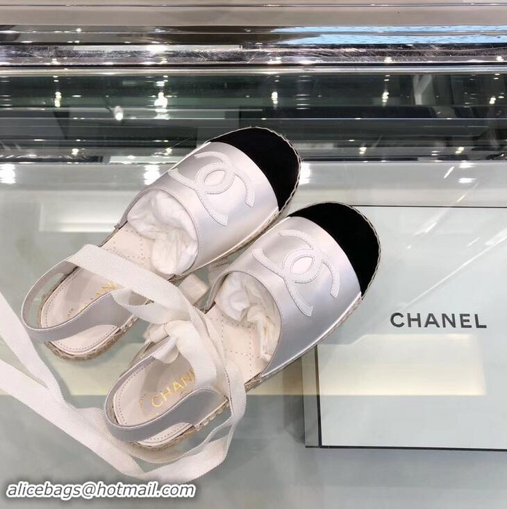 Imitation Chanel Lace-ups Espadrilles G41731 White/Black 2019