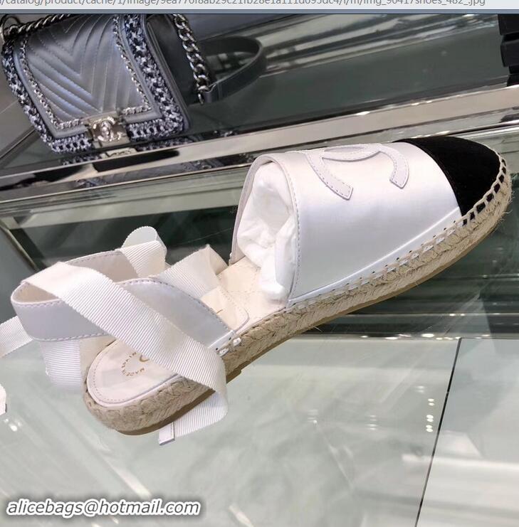 Imitation Chanel Lace-ups Espadrilles G41731 White/Black 2019