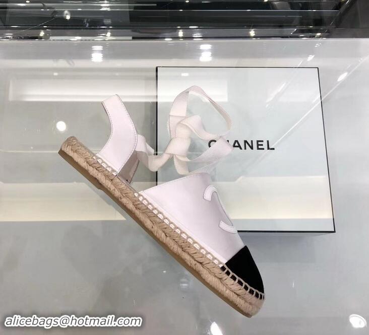 Imitation Chanel Lace-ups Espadrilles G41731 White/Black 2019