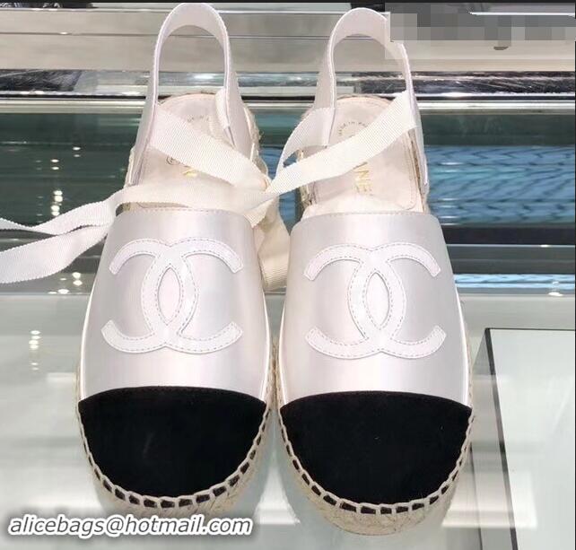 Imitation Chanel Lace-ups Espadrilles G41731 White/Black 2019