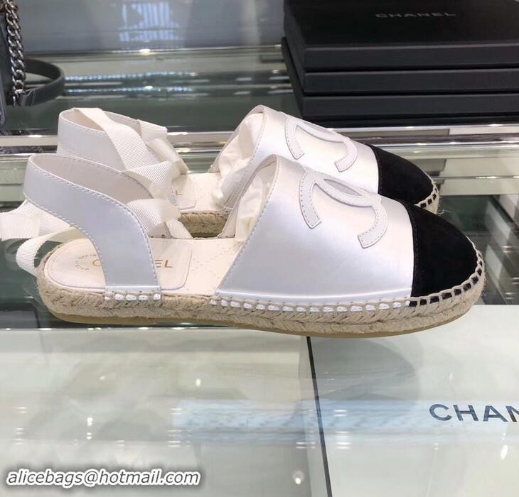 Imitation Chanel Lace-ups Espadrilles G41731 White/Black 2019