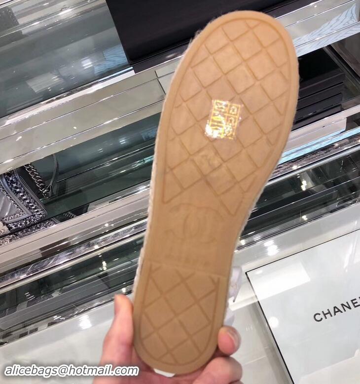 Imitation Chanel Lace-ups Espadrilles G41731 White/Black 2019