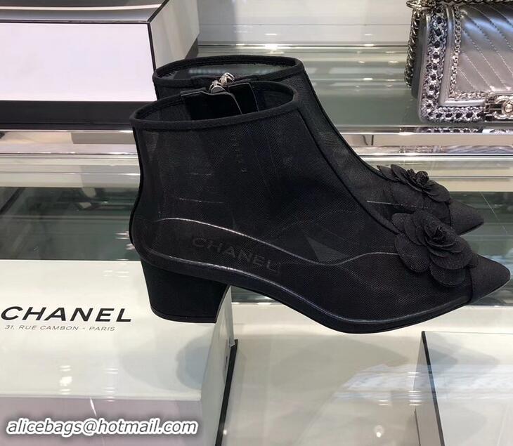 Luxury Classic Chanel Mesh and Grosgrain Short Boots G34544 Black 2019