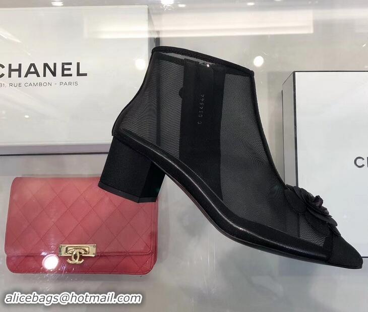 Luxury Classic Chanel Mesh and Grosgrain Short Boots G34544 Black 2019