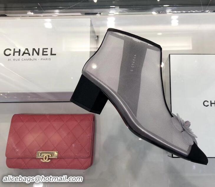 Spot Bulk Chanel Mesh and Grosgrain Short Boots G34544 Gray ​2019